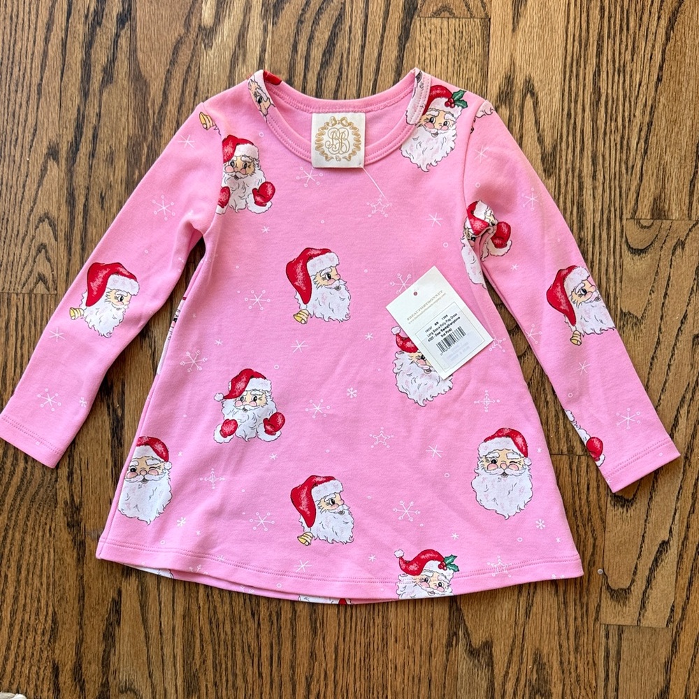 Beaufort Bonnet Co Pink Santa Long Sleeve Kids Dress (12-18 months)